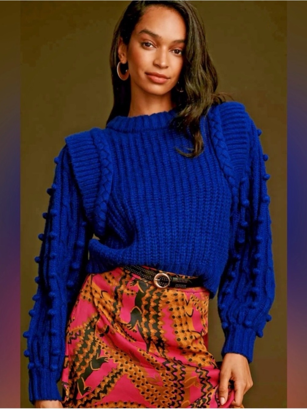 Farm Rio Royal Blue Knit Sweater